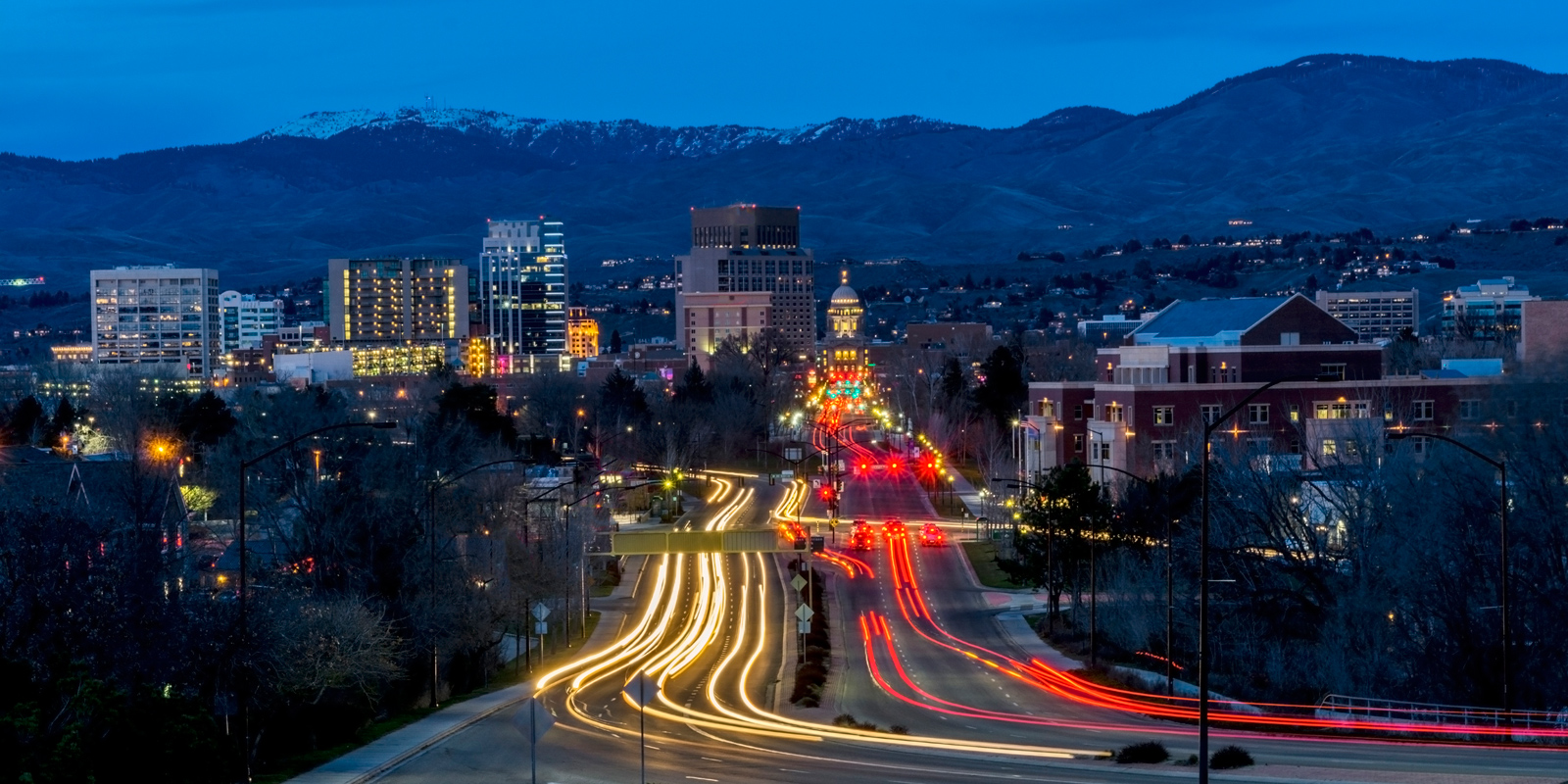 Night city view in Boise, Idaho